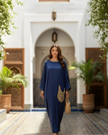 Gold Pocket Midnight Blue Robe Dress