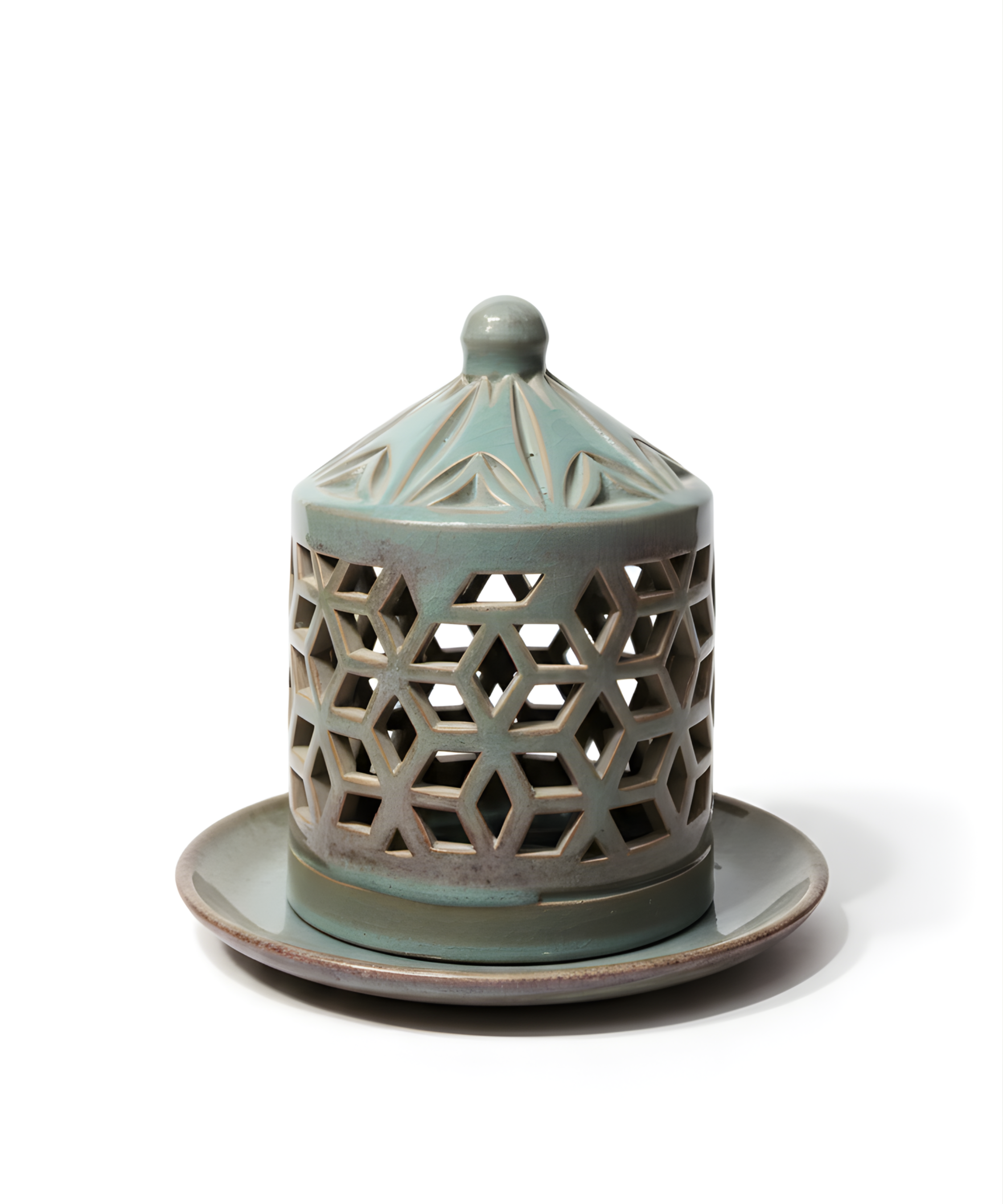 Blue Tarboosh Candle Holder