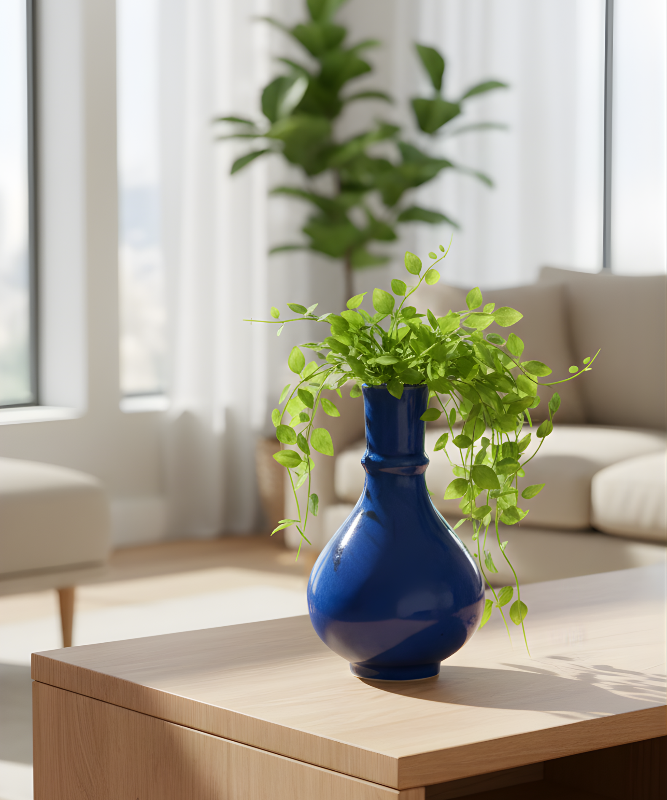 Dark Blue Olla Vase
